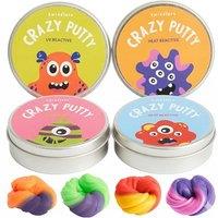 THE TWIDDLERS 4 Smart Colour Changing Putty, Heat Reactive Slime in Lid Pots with 4 Mini UV Torch, Premium Kids DIY Slime, Sensory Calming Art Activit