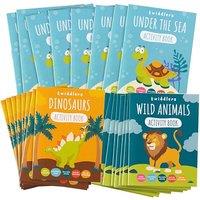 THE TWIDDLERS 24 Mini Colouring Activity Books for Kids, A6 Size - Learning Safari Dinosaur & Sea Animals for Children, Perfect Mini Activity Books fo