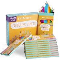 THE TWIDDLERS 10 Boxes of Colouring Pencils, 12 Per Box, 120 Total - 18cm Full Length Multipack Drawing Set School Supplies, Party Favours, Artist Ske