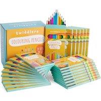 THE TWIDDLERS 24 Boxes of Colouring Pencils, 12 Per Box, 288 Total - 18cm Full Length Multipack Drawing Set, Bulk Classroom Party Bag Fillers, Art Ske
