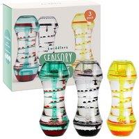 THE TWIDDLERS - 3 Sensory Liquid Motion Timer Hourglasses - 15cm, 3 Spiral Colours - Calming Bubble Sensory Toys for Stress Relief, Relaxation, Autism