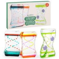THE TWIDDLERS - 3 Liquid Motion Timers Hourglasses - 14cm, Stepping Designs - Calming Kids Sensory Toys for Stress Relief, Visual Bubble Lava Fidget T