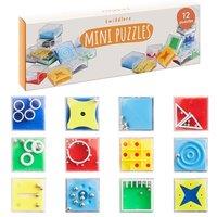 THE TWIDDLERS 12 Mini Cube Brain Teaser Puzzle Box Set - Perfect Stocking Fillers for Kids, Assorted Levels, Ideal for Party Bag Fillers for Kids & Bi