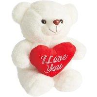 THE TWIDDLERS Teddy Bear with I Love You Heart, 25cm / 10" - Cute White Plush Toy for Her and Him, Birthday Gift for Girlfriend Boyfriend, Anniversary