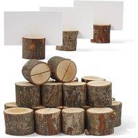 THE TWIDDLERS 100-Piece Rustic Pine Wood Place Card Holders Set - 50 Wooden Stump Stands and 50 Blank White Cards for Wedding and Event Seating