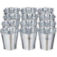 THE TWIDDLERS 24 Mini Serving Buckets - Premium Galvanized Metal Buckets for Snacks or Table Decorations - Ideal Chip Basket, 11 x 8 cm