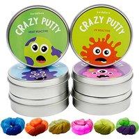 THE TWIDDLERS 6 Colour Changing Putty Pots (Heat & UV Reactive) with 4 Mini Torches - Sensory Slime Toys for Kids Party Bags, Stocking Fillers & Trave