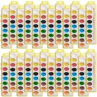 THE TWIDDLERS 25-Pack Watercolour Paint Sets for Kids - Washable Art Palettes with Wooden Brushes and 8 Colours for Party Bag Fillers, Classroom Rewar