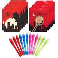 THE TWIDDLERS - 24 Invisible Ink Notepads, With UV Pen Lamps & Pouches - Perfect Party Bag Fillers For Kids, Travel Toys for Children's Birthdays