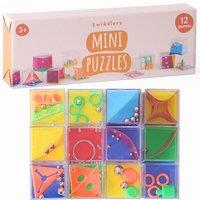 THE TWIDDLERS - 12 Mini Cube Brain Teaser Puzzle Box Set - Assorted Difficulty Levels, Ideal Challenge as Party Bag Fillers for Kids or Adults, Multip
