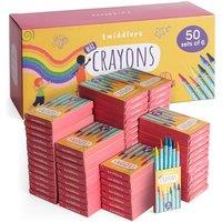 THE TWIDDLERS 50 Boxes of Wax Crayons for Kids, 6 Per Box, 300 Total - Mixed Coloured, Perfect Mini Crayon Packs for Party Bag Fillers, Classroom Rewa