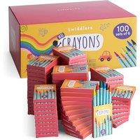 THE TWIDDLERS 100 Boxes of Wax Crayons for Kids, 6 Per Box, 600 Total - Mixed Coloured, Perfect Mini Crayon Packs for School Classrooms, Arts & Crafts