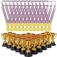 THE TWIDDLERS 48 Piece Plastic Trophy & Medals Awards Winner Set - Perfect for Competitions, Football, Dance, Recognition & Achievement