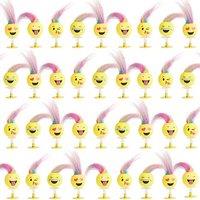 THE TWIDDLERS 36 Emoji Spring Jump Up Pop Up Toys for Kids, 6cm - Smiley Face Birthday Party Favours with Multicolour Hair, Multipack Goody Bag Filler