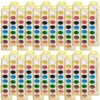 THE TWIDDLERS - 50 Watercolour Paint Palette Sets, Individual Cases with Wooden Paintbrush & 16 Vibrant Colours, Just Add Water, Washable, Perfect Par