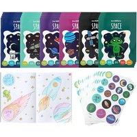 THE TWIDDLERS 24 Mini Colouring Books for Party Bags, with Stickers - Space Theme, A6 Mini Books for Children, Age 4-8, Perfect Small Colouring Books
