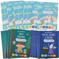 THE TWIDDLERS 48 Mini Colouring Activity Books for Kids, A6 Size - Wizard Unicorns Fairy and Fantasy Creatures, Children Birthday Party Favours Bag Fi
