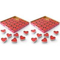 THE TWIDDLERS 100 Pack Red Love Heart Candles Tea Lights (4cm) - Smoke-Free Bulk Set for Romantic Valentine's Dinners, Anniversaries, Wedding Proposal