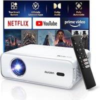 [Netflix App Available & Dolby Audio] Aurzen Eazze D1 Smart Projector 4K Support, Auto Focus & Auto Keystone, HDR10, 60Hz Portable Projector for iOS/A