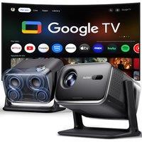 Aurzen BOOM mini Google TV Smart Projector with WiFi and Bluetooth, 4K Supported Outdoor & Home Movie Projector with 20W Speakers DoIby Audio, Real-Ti