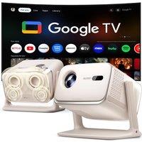 Aurzen BOOM mini 4-in-1 Streaming Projector with Stand, Google TV Smart-Projector with WiFi and Bluetooth, Seamless Auto Focus & Keystone, 20W Speaker
