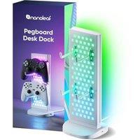 Nanoleaf Pegboard Desk Dock White, 3-in-1 Smart RGBIC Table Lamp with Headphone/Controller Holder, Double-Sided Dynamic Lighting, USB-C Dock, Music &