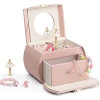 VLANDO Girls Jewellery Box with Drawer, Music Box with Ballerina for kids | 18*12*12.8cm, Lockable design, Gifts for 4 5 6 7 8 Year Old, PU leather, C