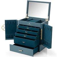 VLANDO Jewellery Box, Jewellery Organiser with Mirror for Women | for Sunglasses Watch Bracelet Ring Earring Necklace Bangle, Jewellery Storage Displa