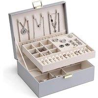 Vlando 2 Layer Jewelry Box Large Jewelry Organizer for Women Removable Jewelery Tray for Necklace Earrings Rings Bracelets Jewelry Boxes for Women Gif