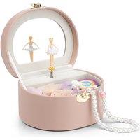 VLANDO Musical Jewellery Box with Spinning Ballerina, Handheld Jewel Storage Case Childrens Music Box Jewellery Storage Boxes with Lids for Children B