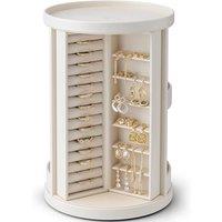 Vlando Jewellery Box 360 Rotating Jewellery Box with 6 Necklace Hooks, Vertical Jewellery Storage for Necklaces, Earrings, Bracelets, Open Design, B