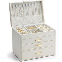 VLANDO Jewellery Box for Women, 4-Tier Jewellery Organiser | Gift for Women,for Sunglasses Watch Bracelet Ring Earring Necklace Bangle, with 3 Adjusta