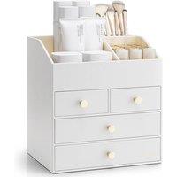 VLANDO Make up Organiser, Large Capacity Skincare Organiser with 4 Drawer,for Lipstick,Skincare Storage & Bedroom,White