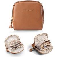 Vlando Travel Jewellery Organiser, Jewellery Pouch with Zipper, Velvet Lining Jewellery Bags for Rings, Bracelets & Necklaces,Brown