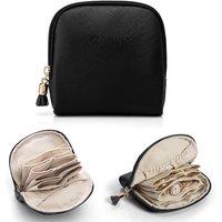 VLANDO Travel Jewellery Organiser, Jewellery Pouch with Zipper, Velvet Lining Jewellery Bags for Rings, Bracelets & Necklaces,Black-Toothpick Grain