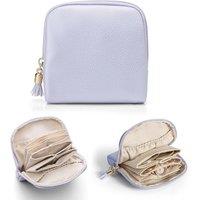 VLANDO Travel Jewellery Organiser, Jewellery Pouch with Zipper, Velvet Lining Jewellery Bags for Rings, Bracelets & Necklaces,Purple-Lychee Grain