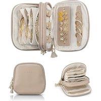 VLANDO Travel Jewellery Case,Holiday Essentials for Women,Velvet Lining Jewellery Pouch for Rings, Bracelets & Necklaces,Toffee