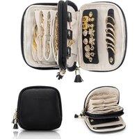 VLANDO Travel Jewellery Organiser,Holiday Essentials for Women,Velvet Lining Jewellery Pouch for Rings, Bracelets & Necklaces,Black