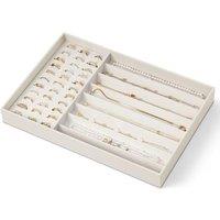 VLANDO Necklace Box,Stackable Jewellery Organiser for Ring,Beige-Ring | 33 ring Slot and 8 necklace Slot,Tangle-reducing Organisation,Tangle-reducing