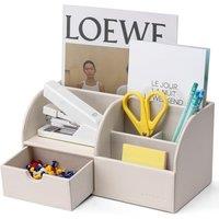 VLANDO Stationary Organiser, Open Storage Desk Tidy Organiser with Drawer | Multi-Sized Sections, Open Storage, Quick Access, Sturdy Structure, 27.9 x