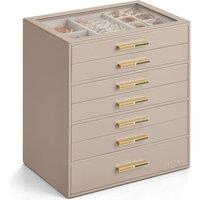 VLANDO Jewellery Box for Women, 7-Tier Jewellery Organiser with Glass Lid 7tier F.toffee