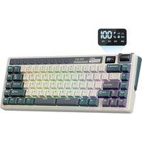 RK ROYAL KLUDGE M70 Wireless Mechanical Keyboard with Macro Keys 2.4GHz/Bluetooth/Wired 75% Gaming Keyboard with 6000mAh Battery Gasket-Mount Display