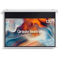 120" Motorized Projector Screen, Outdoor Waterproof Drop-Down Screen, 2 Recharges Yearly, 4K/8K Ultra HD, Wrinkle-Free, Aluminum Frame, for Theater-Gr