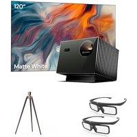 Valerion Home Theater Bundle - Includes Valerion Pro2 4k Projector + 120" Matte White Screen + Wall Mount Bracket + 3D Glasses