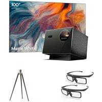 Valerion Home Theater Bundle - Includes Valerion Pro2 4k Projector + 100" Matte White Screen + Wall Mount Bracket + 3D Glasses