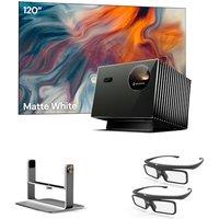 Valerion Home Theater Bundle - Includes Valerion Pro2 4k Projector + 120" Matte White Screen + Desktop Gimbal Stand + 3D Glasses