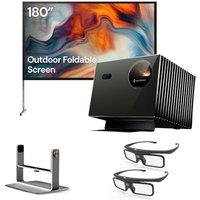 Valerion Outdoor Cinema Package Includes Valerion VisionMaster Pro2 4K Projector + 180" Portable Outdoor Screen with Stand + Desktop Gimbal Stand