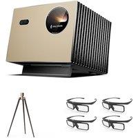 Valerion Home Theater Bundle Buy 1 Get 5: Pro 4K Laser Projector 2500 ISO Lumens + Walnut Tripod Stand + 43D Glasses Walnut Tripod Stand Pro