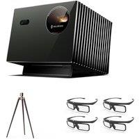Valerion Home Theater Bundle Buy 1 Get 5: Pro2 4K Laser Projector 3000 ISO Lumens + Ceiling Mount + 43D Glasses Walnut Tripod Stand Pro2