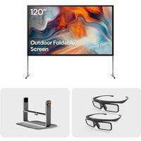 Valerion 120 Outdoor Projector Screen with Stand+Desktop Gimbal Stand+DLP Link 3D Glasses
